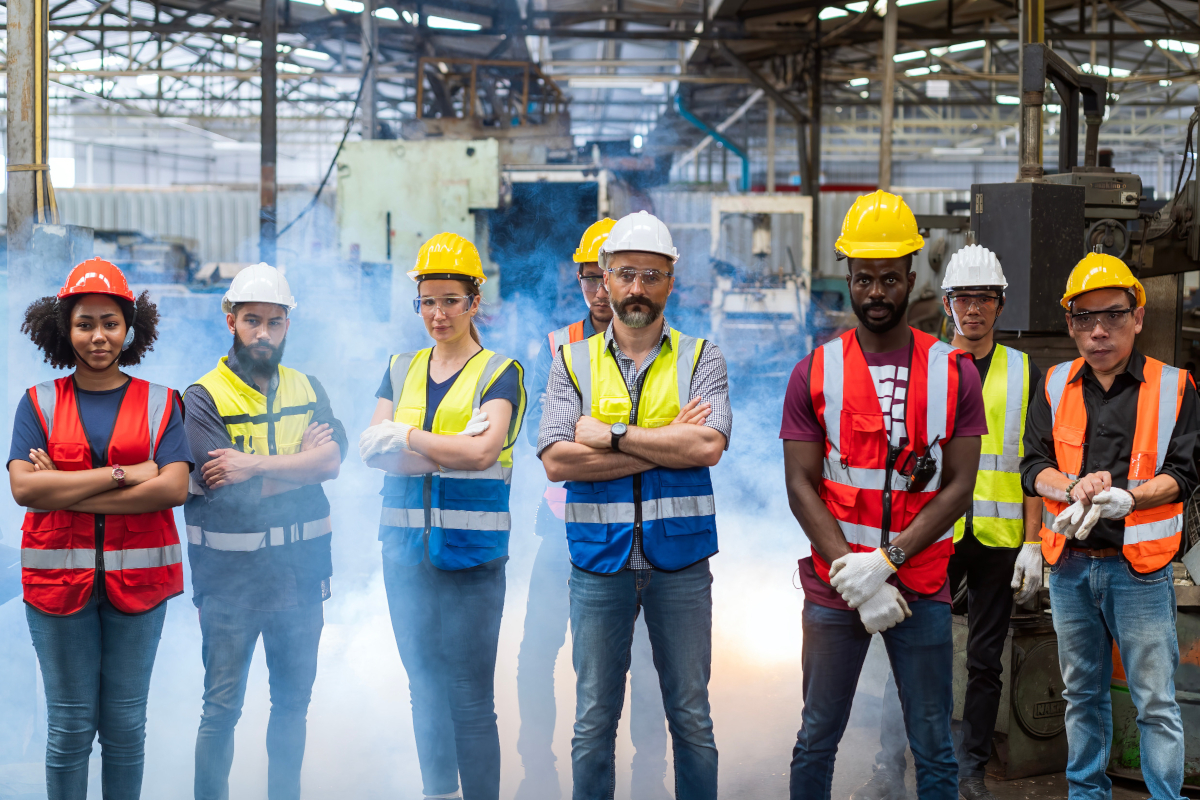 Skilled workers on an industrial site